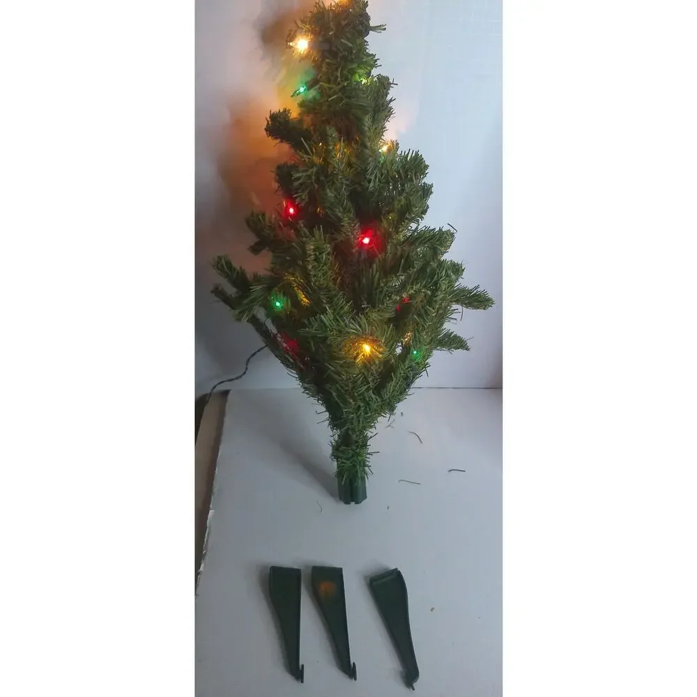 Vintage Silvestri Christmas Tree 2 Foot Lighted Mulitcolor With Base